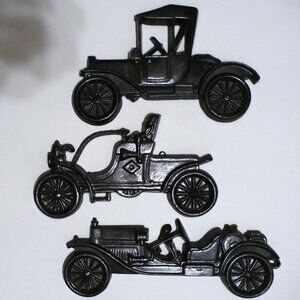 3 Piece Black Metal Car Set Wall Hangings, Made in the U.S.A.